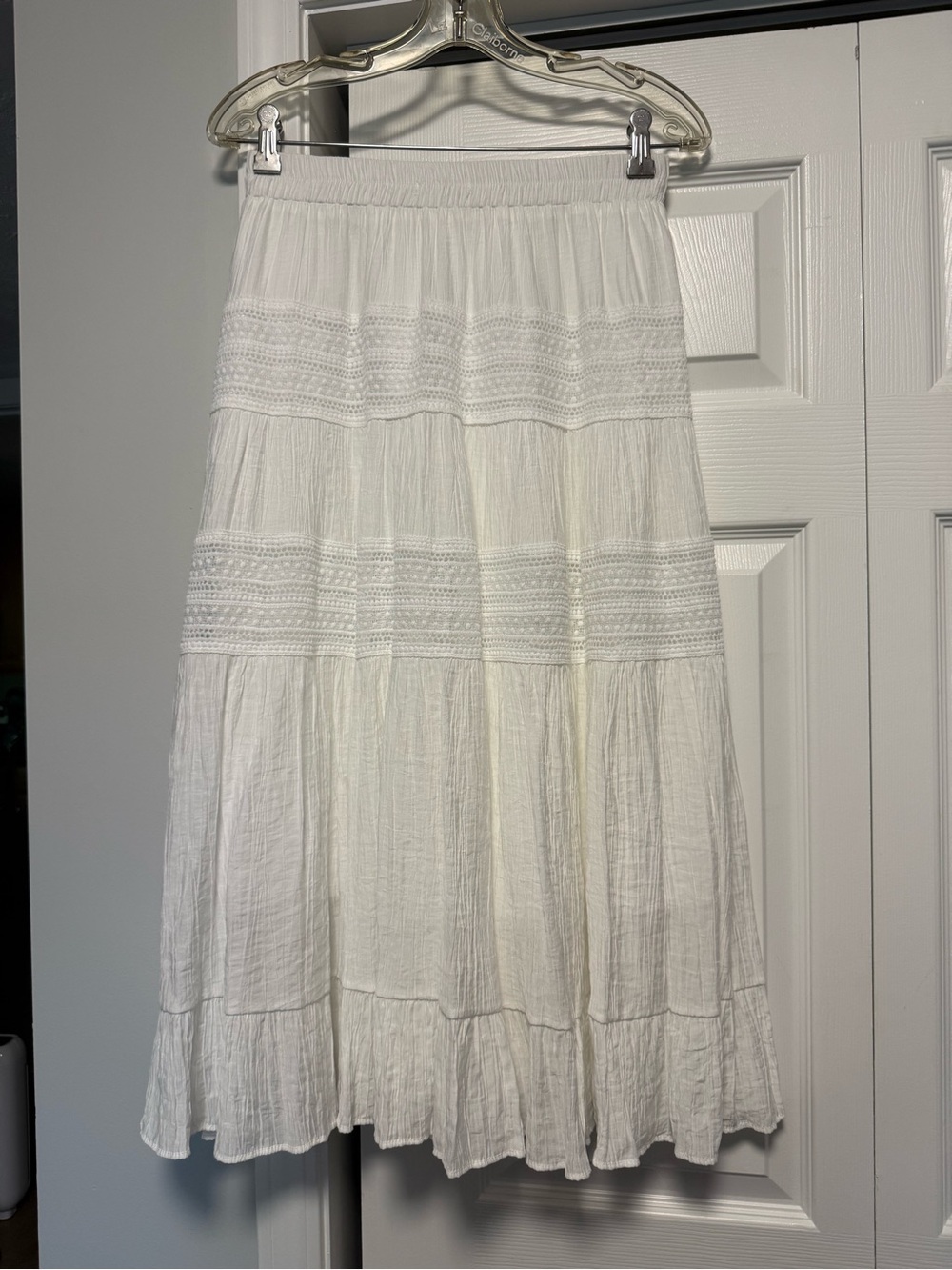 White Tiered Boho Maxi Skirt - Lightweight Summer Skirt